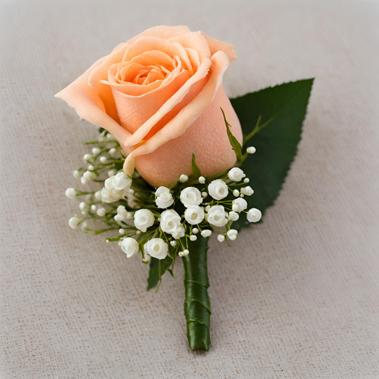 Peach Rose Buttonhole