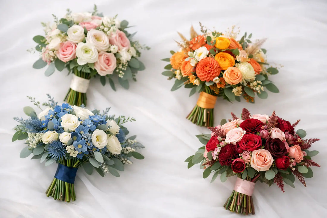 12 wedding bouquet colour palette examples