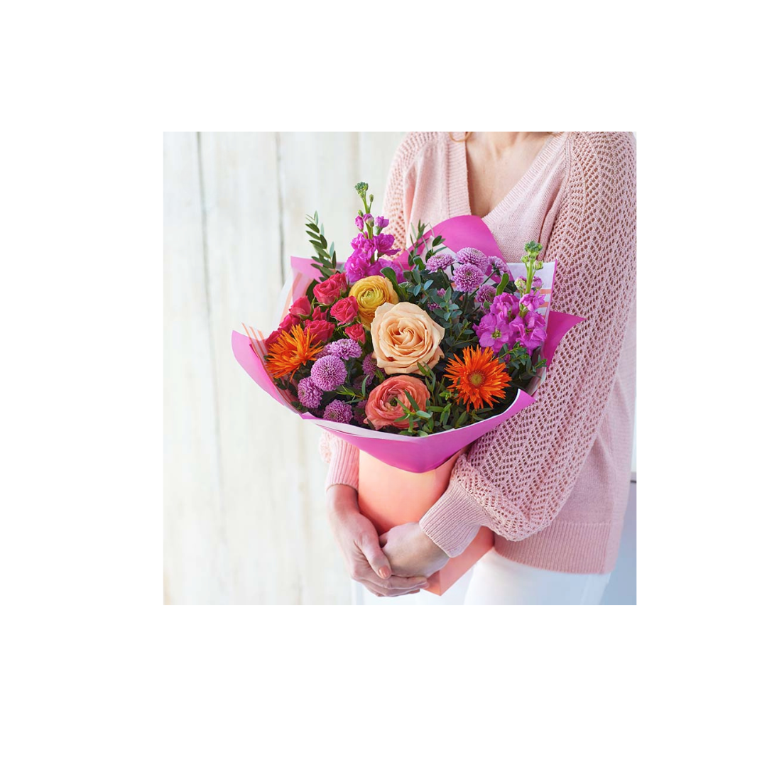 bright gift bouquet, roses and gerberas