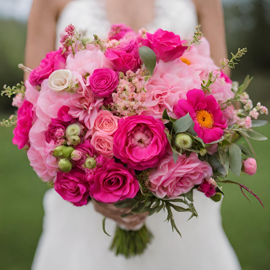 Vibrant pink bridal bouquet