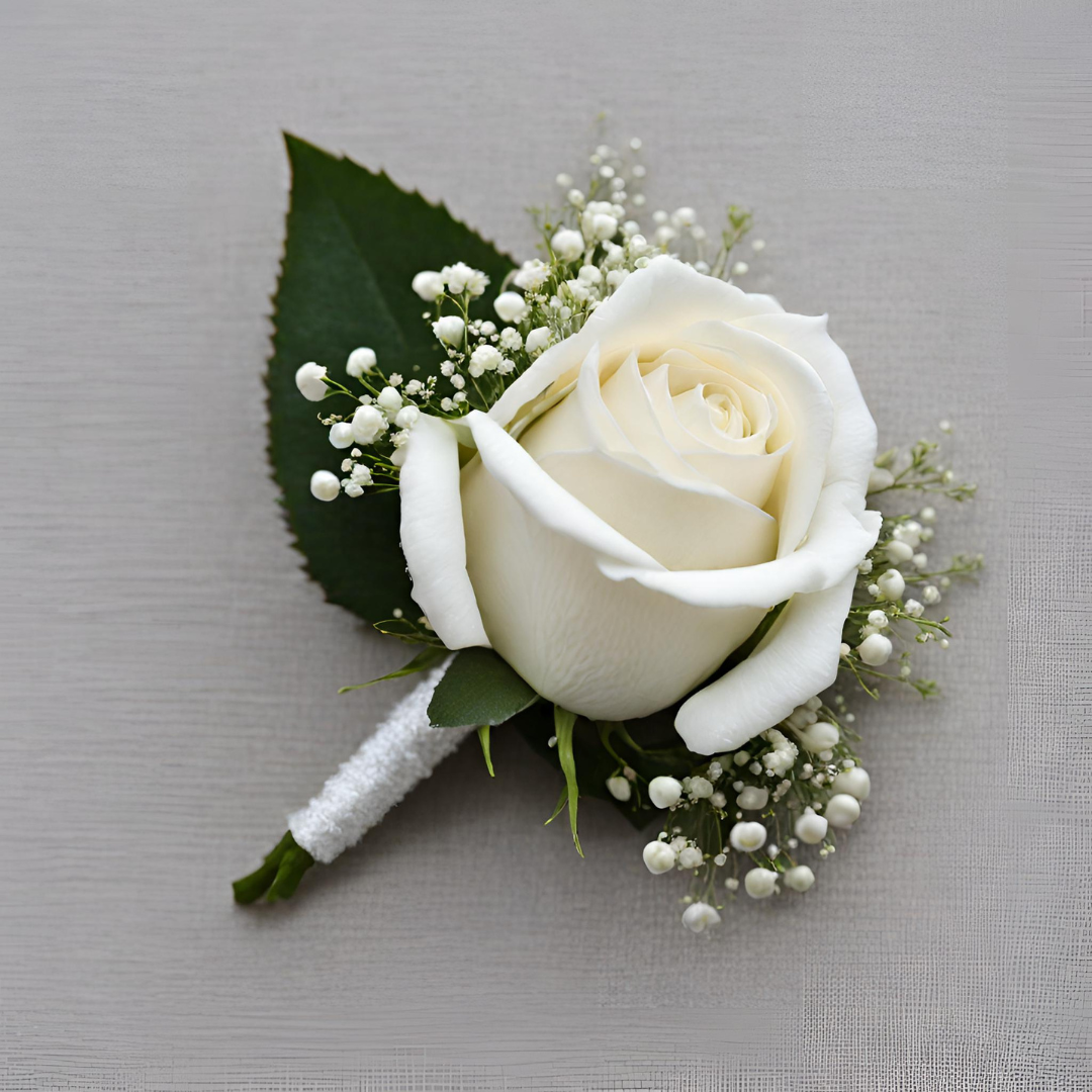 Spray Roses Buttonhole White Rose Buttonhole – Lucie Bees Online Florist