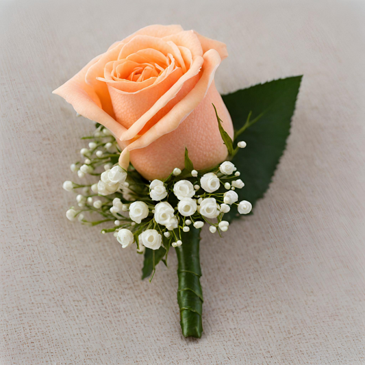 Peach Rose buttonhole