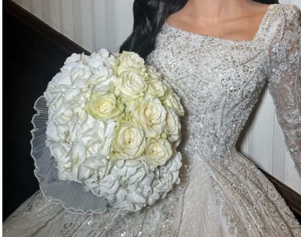 White Hydrangeas and Roses Bridal Bouquet