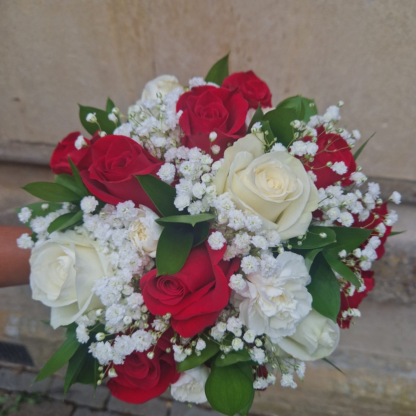 Red and White Bridesmaid bouquet