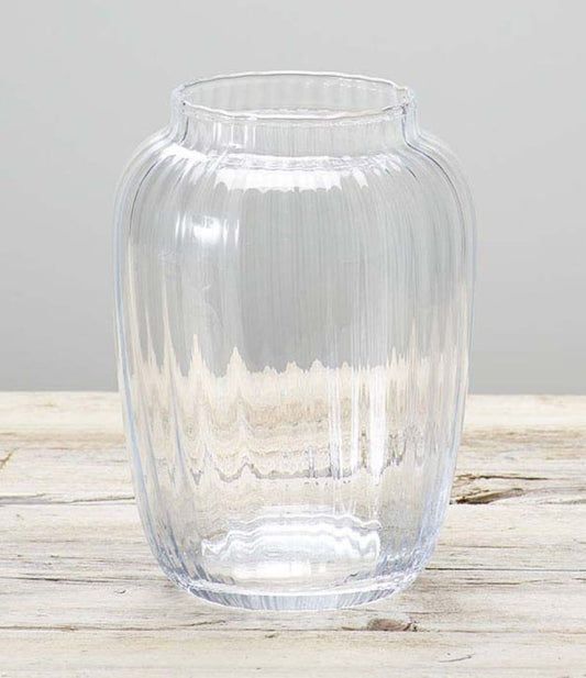 Ribbed glass vase